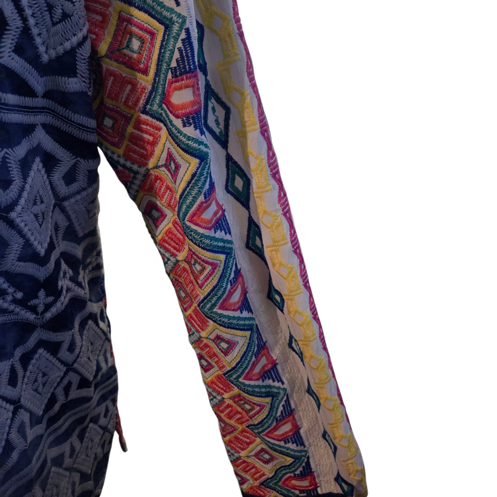 John Mark Embroidered Lace Patchwork Button-Down … - image 8